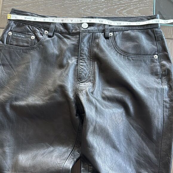 Calvin Klein Women’s Size 10 Black 100% Leather Pants Straight Leg Fully Lined - Picture 5 of 16